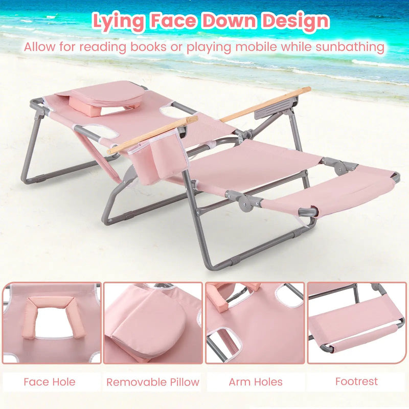 3-IN-1 Foldable Beach Chair with Footrest and Adjustable Backrest by DirectDeals