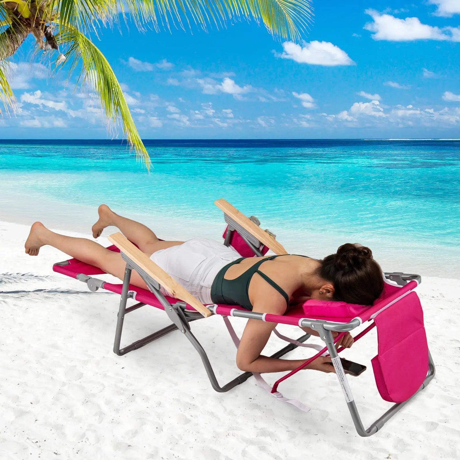3-IN-1 Foldable Beach Chair with Footrest and Adjustable Backrest by DirectDeals