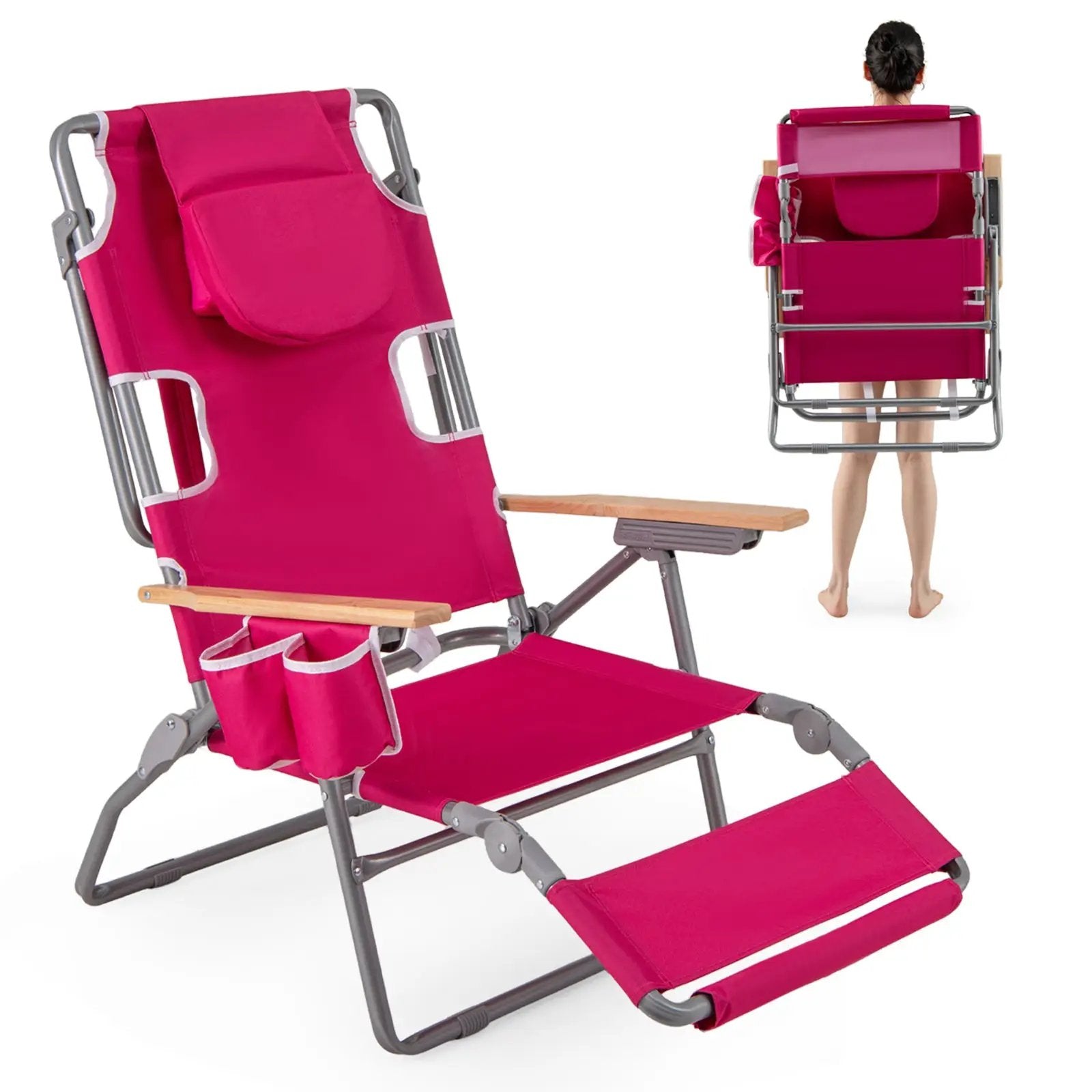 3-IN-1 Foldable Beach Chair with Footrest and Adjustable Backrest by DirectDeals