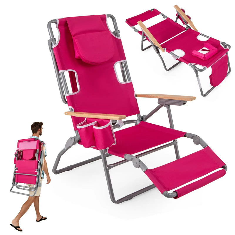 3-IN-1 Foldable Beach Chair with Footrest and Adjustable Backrest by DirectDeals