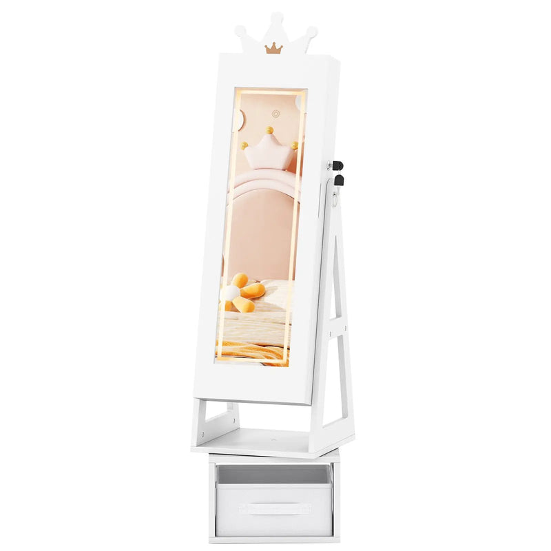 3 In 1 Kids Jewelry Cabinet with 3-Color Lighted Full Length Mirror by DirectDeals