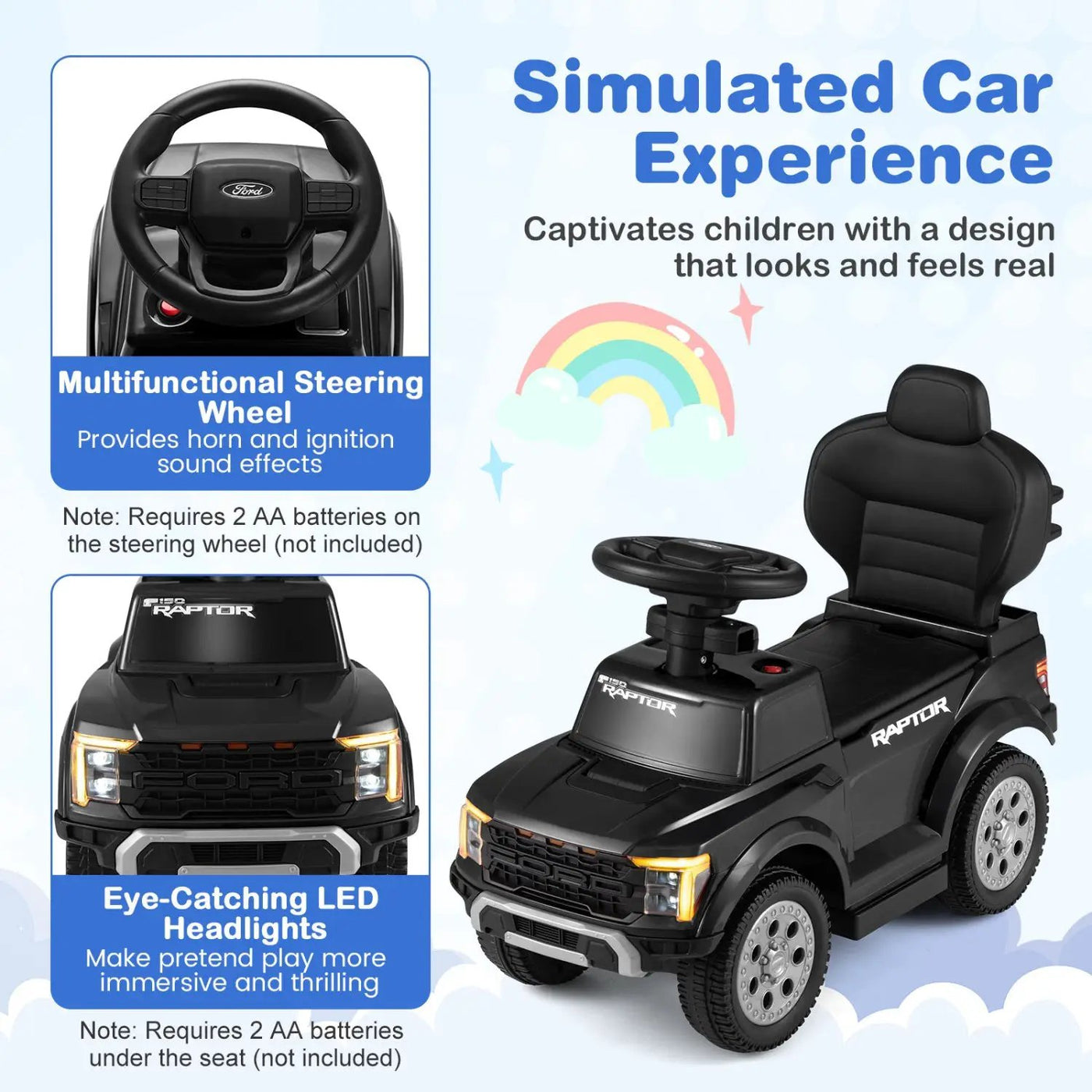 3-In-1 Licensed Ford Push Car for Toddlers by DirectDeals