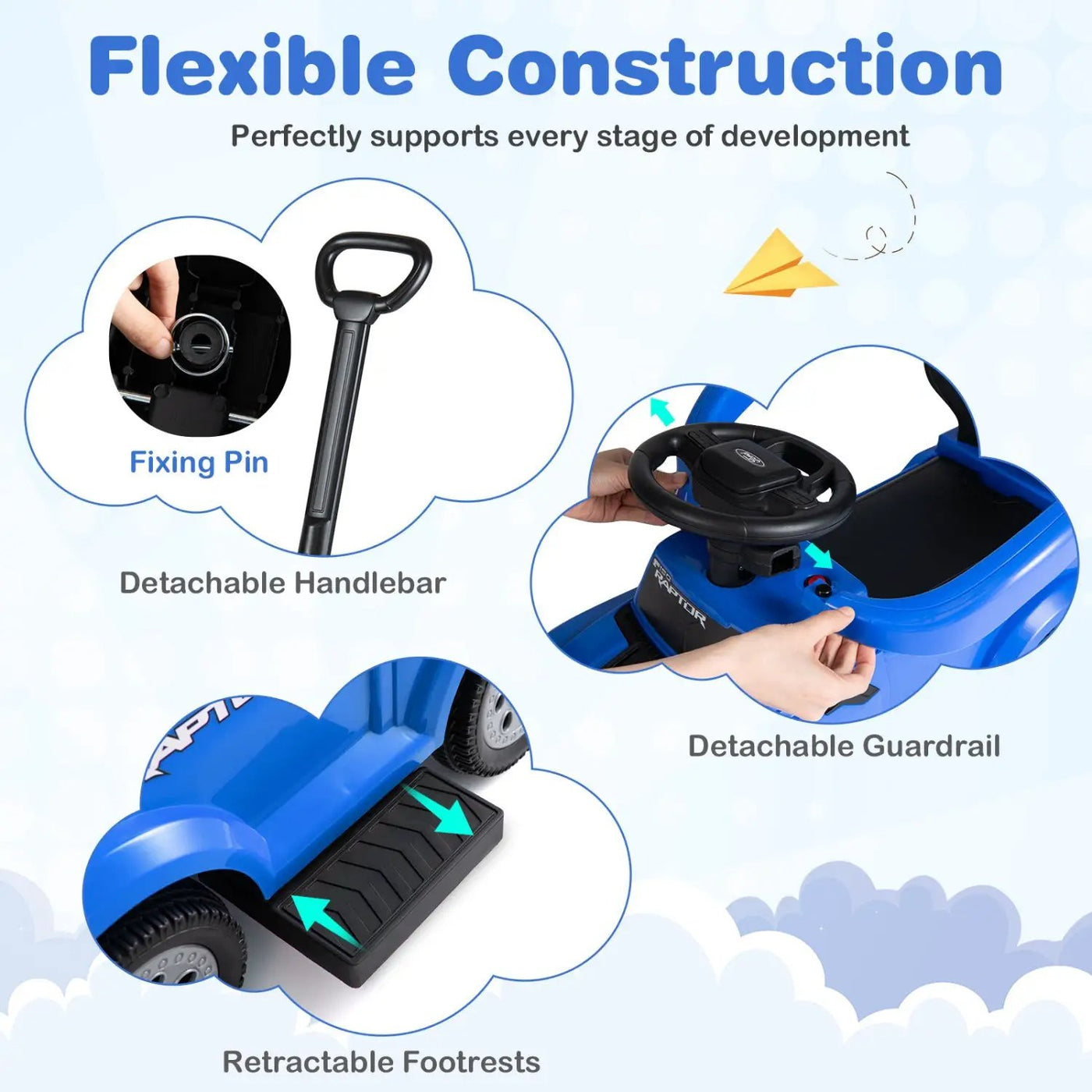 3-In-1 Licensed Ford Push Car for Toddlers by DirectDeals