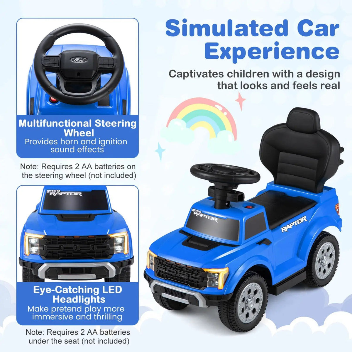 3-In-1 Licensed Ford Push Car for Toddlers by DirectDeals