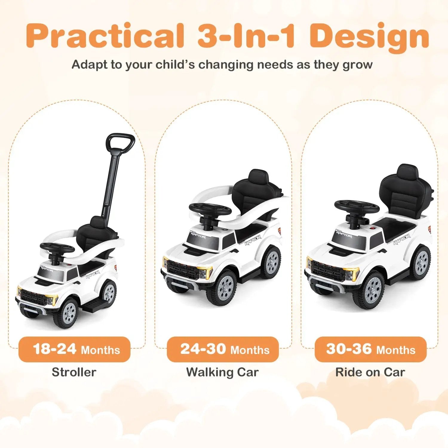 3-In-1 Licensed Ford Push Car for Toddlers by DirectDeals