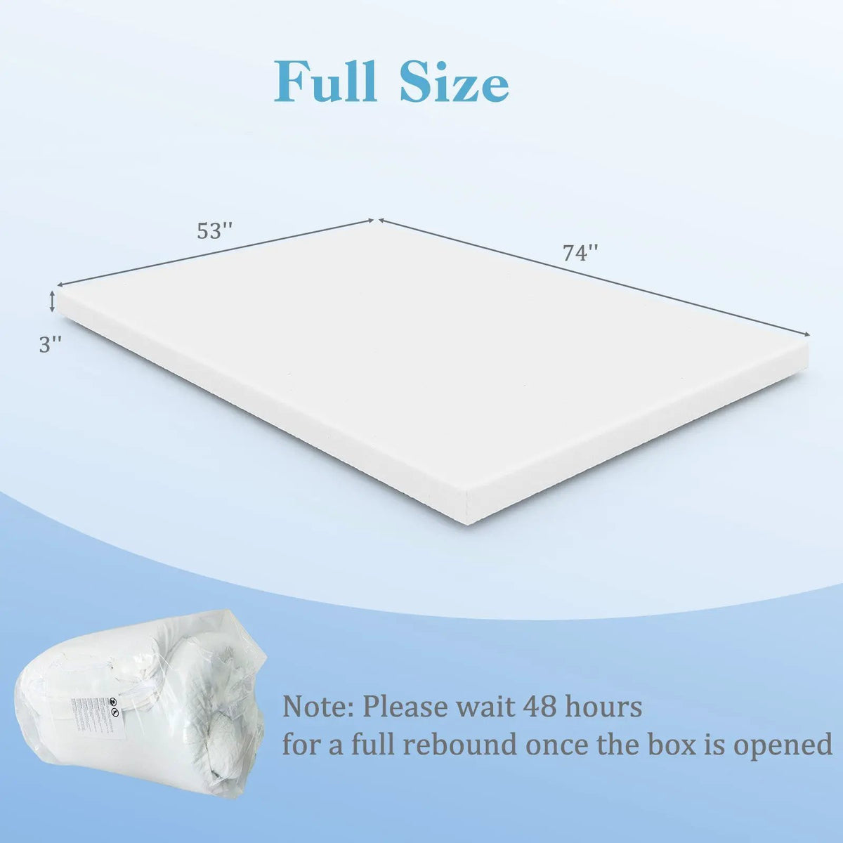 3 Inch Gel-Infused Memory Foam Mattress Topper with Removable Cover by DirectDeals