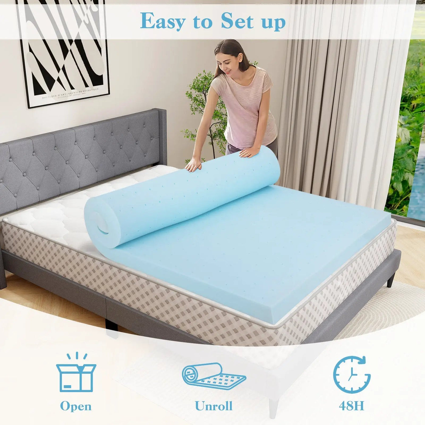 3 Inch Gel-Infused Memory Foam Mattress Topper with Removable Cover by DirectDeals