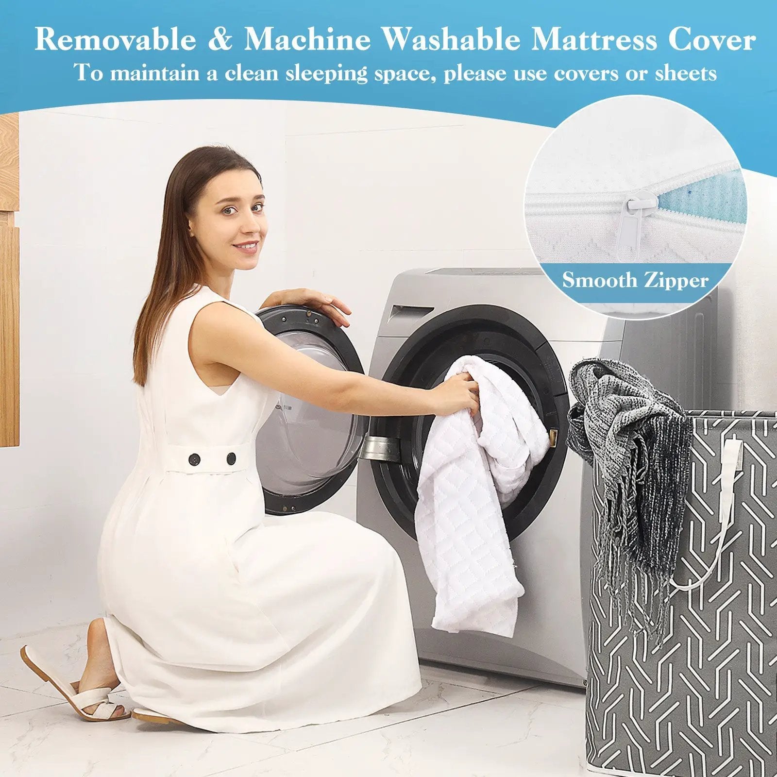 3 Inch Gel-Infused Memory Foam Mattress Topper with Removable Cover by DirectDeals