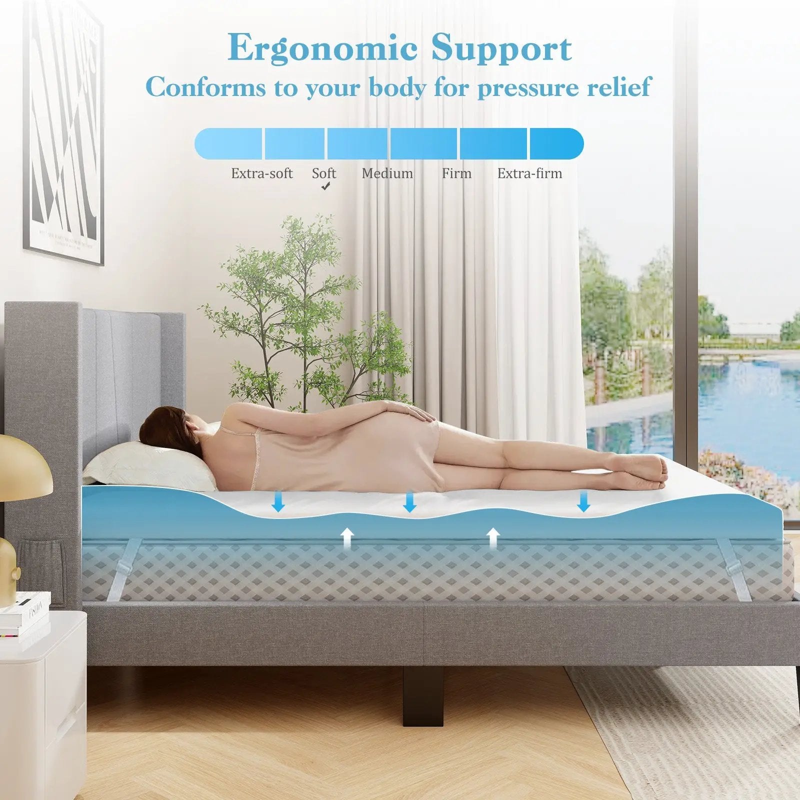 3 Inch Gel-Infused Memory Foam Mattress Topper with Removable Cover by DirectDeals