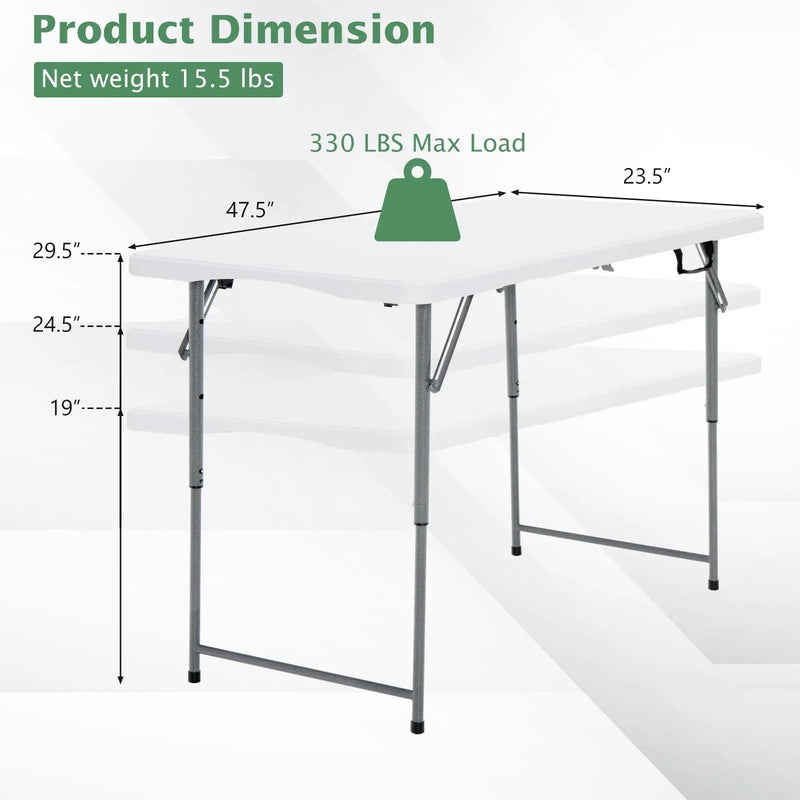 3-Level Height Adjustable Folding Table by DirectDeals