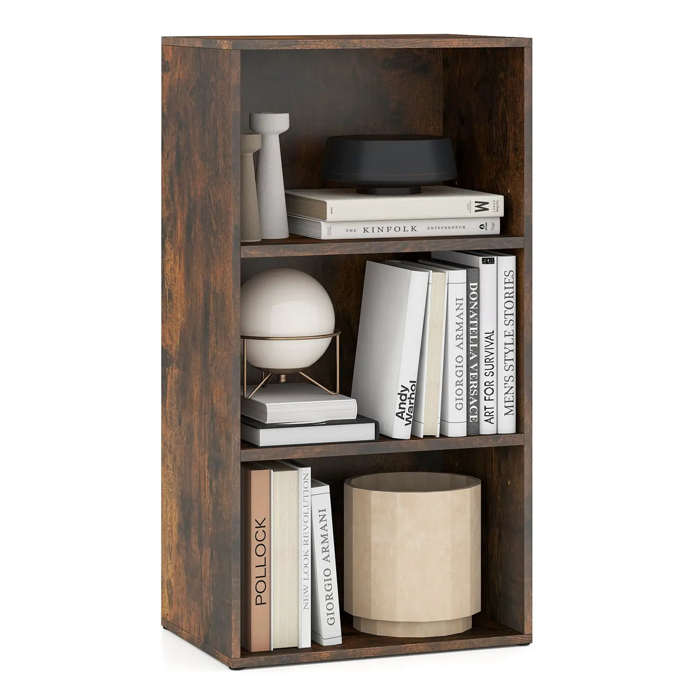 3-Tier Cube Bookcase with Adjustable Shelves for Home Office-Natural by DirectDeals