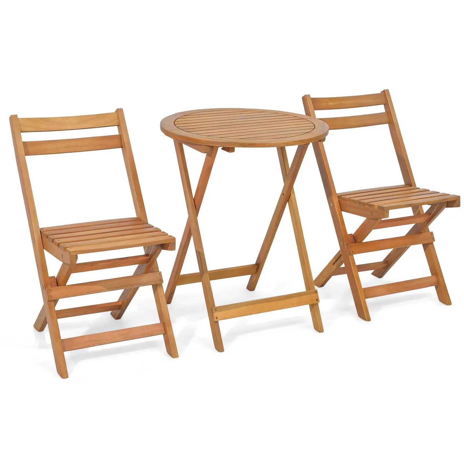 3 Pieces Folding Patio Bistro Set with Slatted Tabletop by DirectDeals