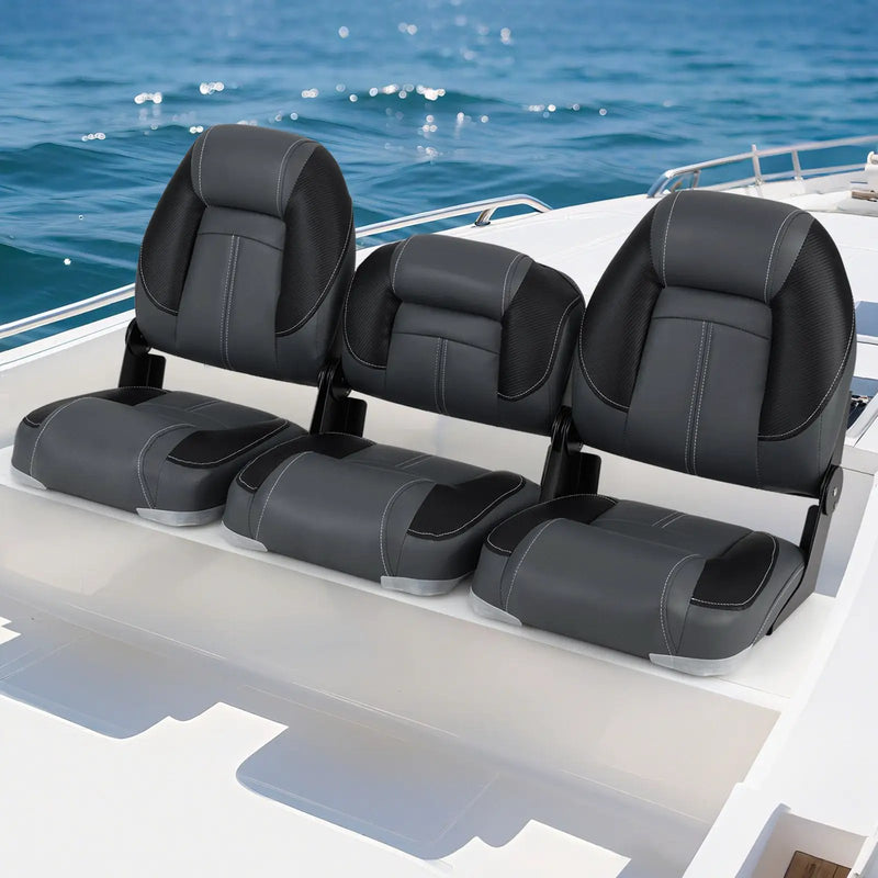 3-Pack Folding Boat Seats with 28D Soft Sponge Padding-Black by DirectDeals