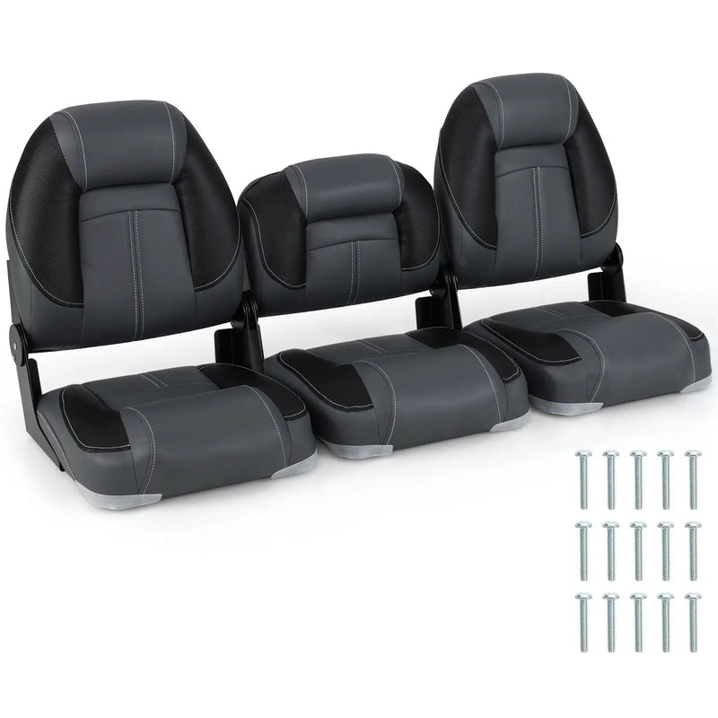 3-Pack Folding Boat Seats with 28D Soft Sponge Padding-Black by DirectDeals