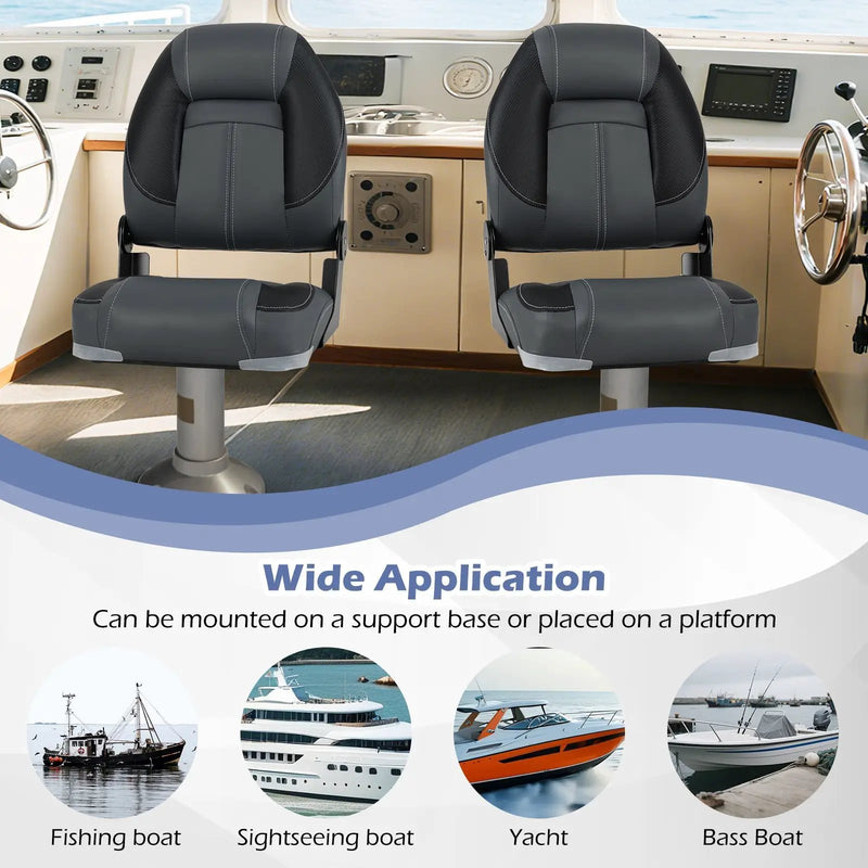 3-Pack Folding Boat Seats with 28D Soft Sponge Padding-Black by DirectDeals