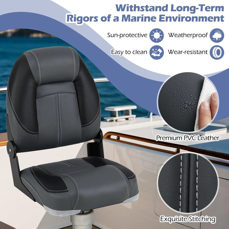 3-Pack Folding Boat Seats with 28D Soft Sponge Padding-Black by DirectDeals