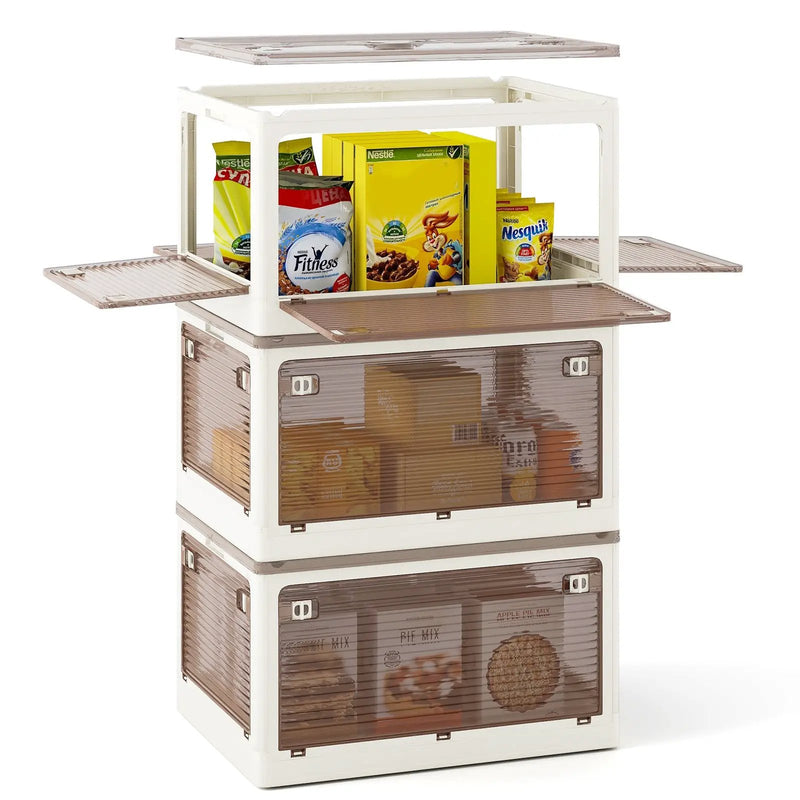 3-Pack Stackable Storage Bins with Lids with 5 Opening Ways by DirectDeals