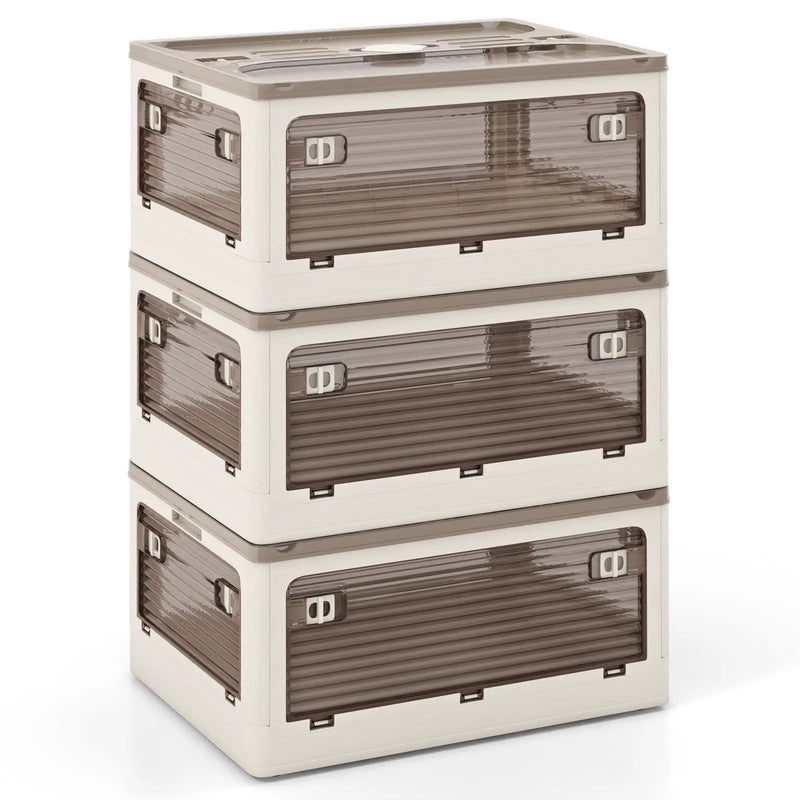 3-Pack Stackable Storage Bins with Lids with 5 Opening Ways by DirectDeals