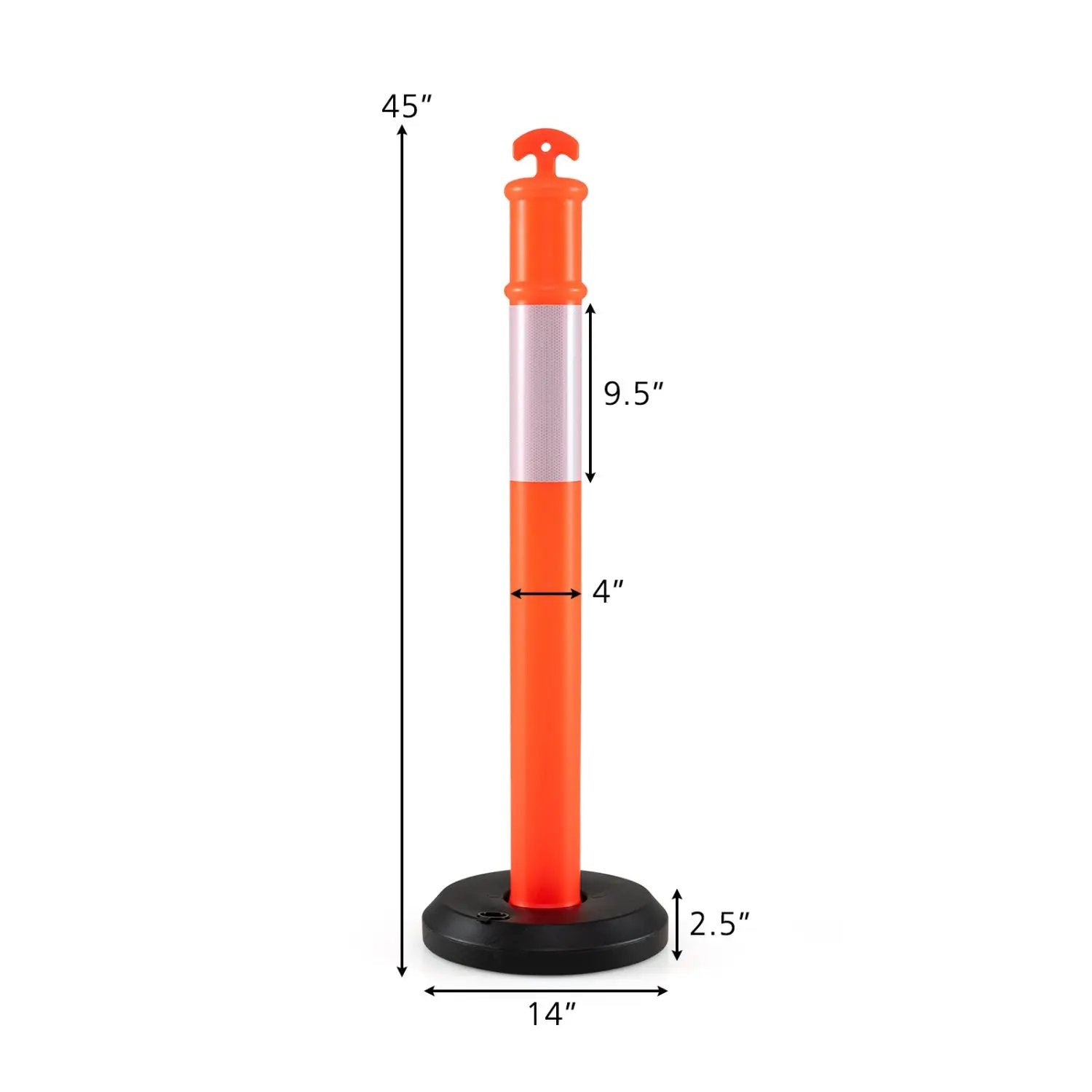 3 Pack Traffic Delineator Posts with Fillable Base for Parking Lots and Construction by DirectDeals