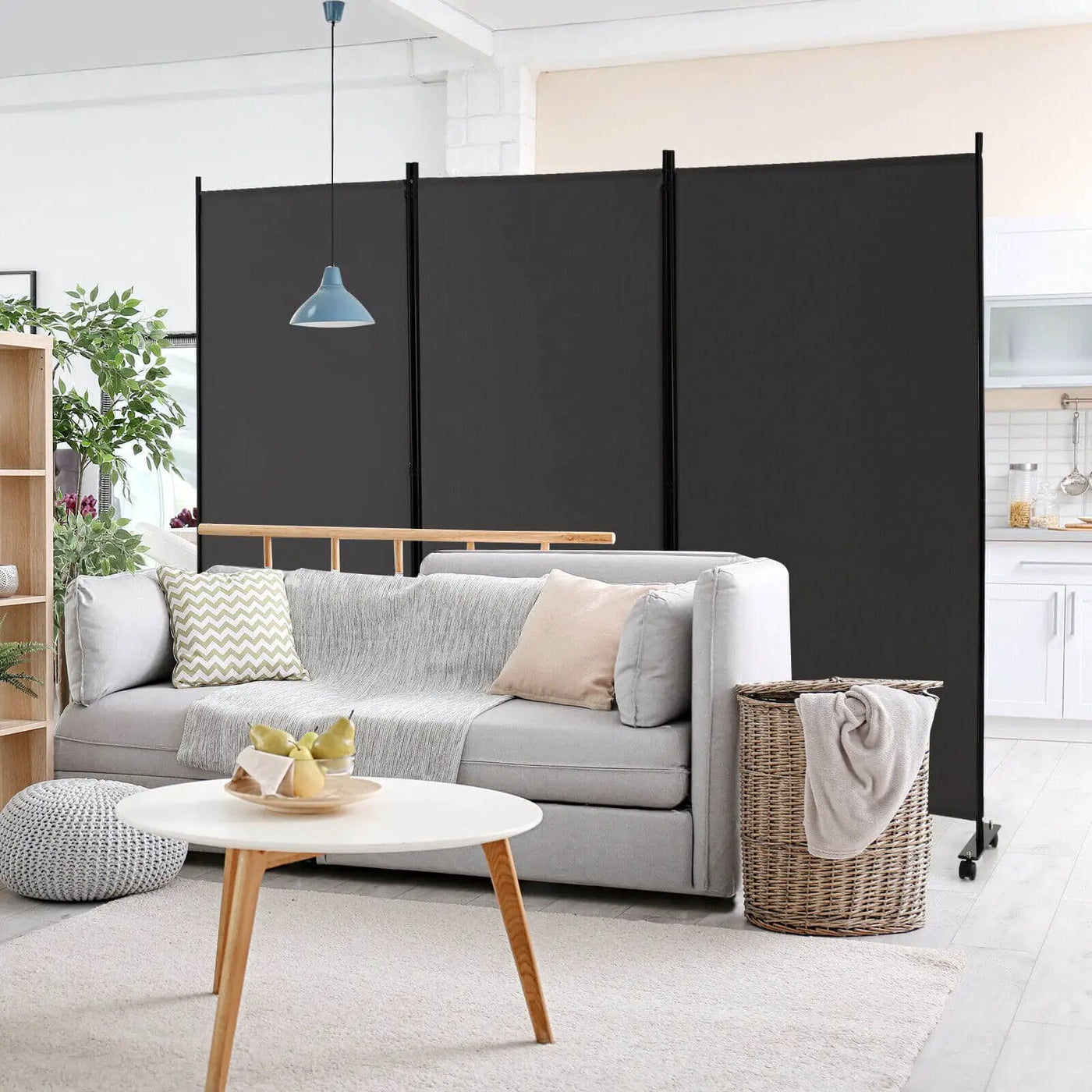 3 Panel Folding Room Divider with Lockable Wheels by DirectDeals