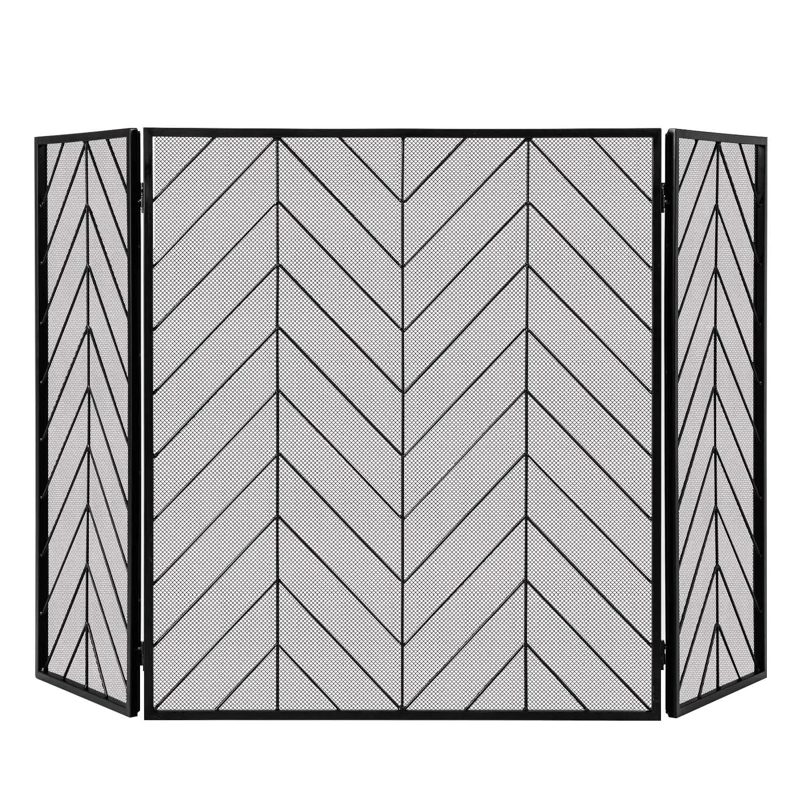 3-Panel Metal Foldable Fireplace Screen with Metal Mesh by DirectDeals