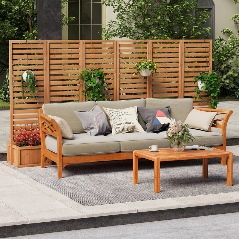 3-Panel Freestanding Garden Fence with 2 Planter Boxes - Yellow by DirectDeals