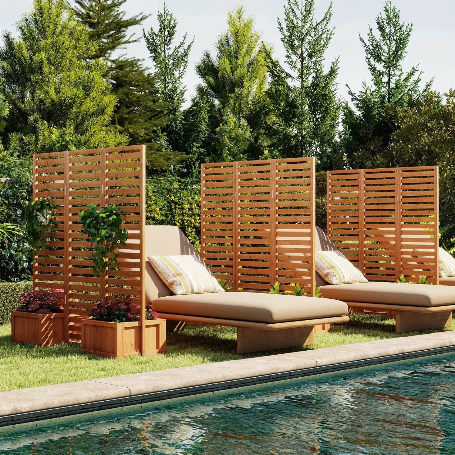3-Panel Freestanding Garden Fence with 2 Planter Boxes - Yellow by DirectDeals
