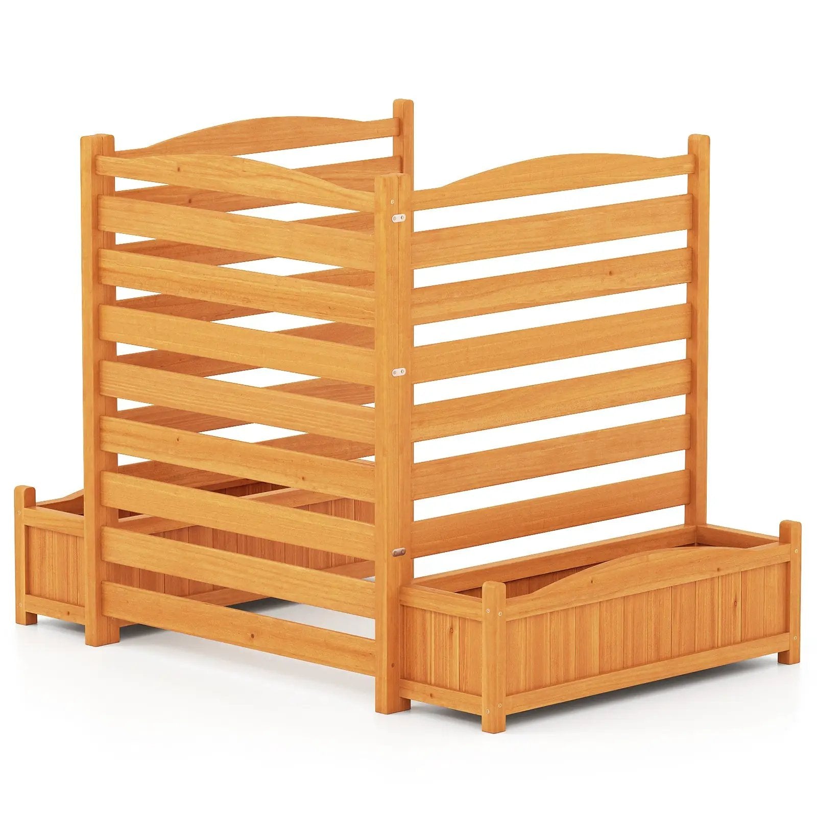 3-Panel Wood Air Conditioner Fence with Planter Box Freestanding Privacy Screen-Yellow by DirectDeals