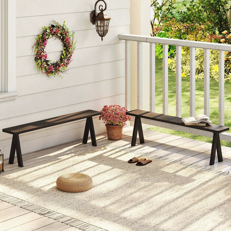 3-Person Outdoor Bench Set of 2 with 800 LBS Bearing Capacity by DirectDeals