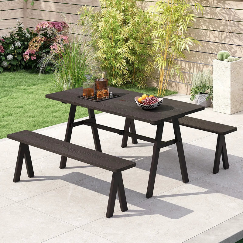 3-Person Outdoor Bench Set of 2 with 800 LBS Bearing Capacity by DirectDeals