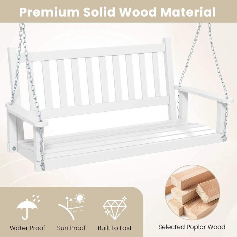 3-Person Wooden Outdoor Porch Swing with 800 lbs Weight Capacity by DirectDeals