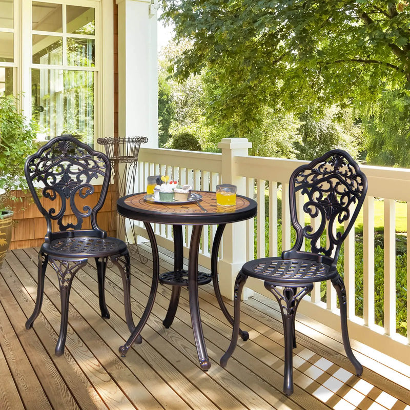 3-Piece All-Weather Cast Aluminum Patio Bistro Set-Copper by DirectDeals