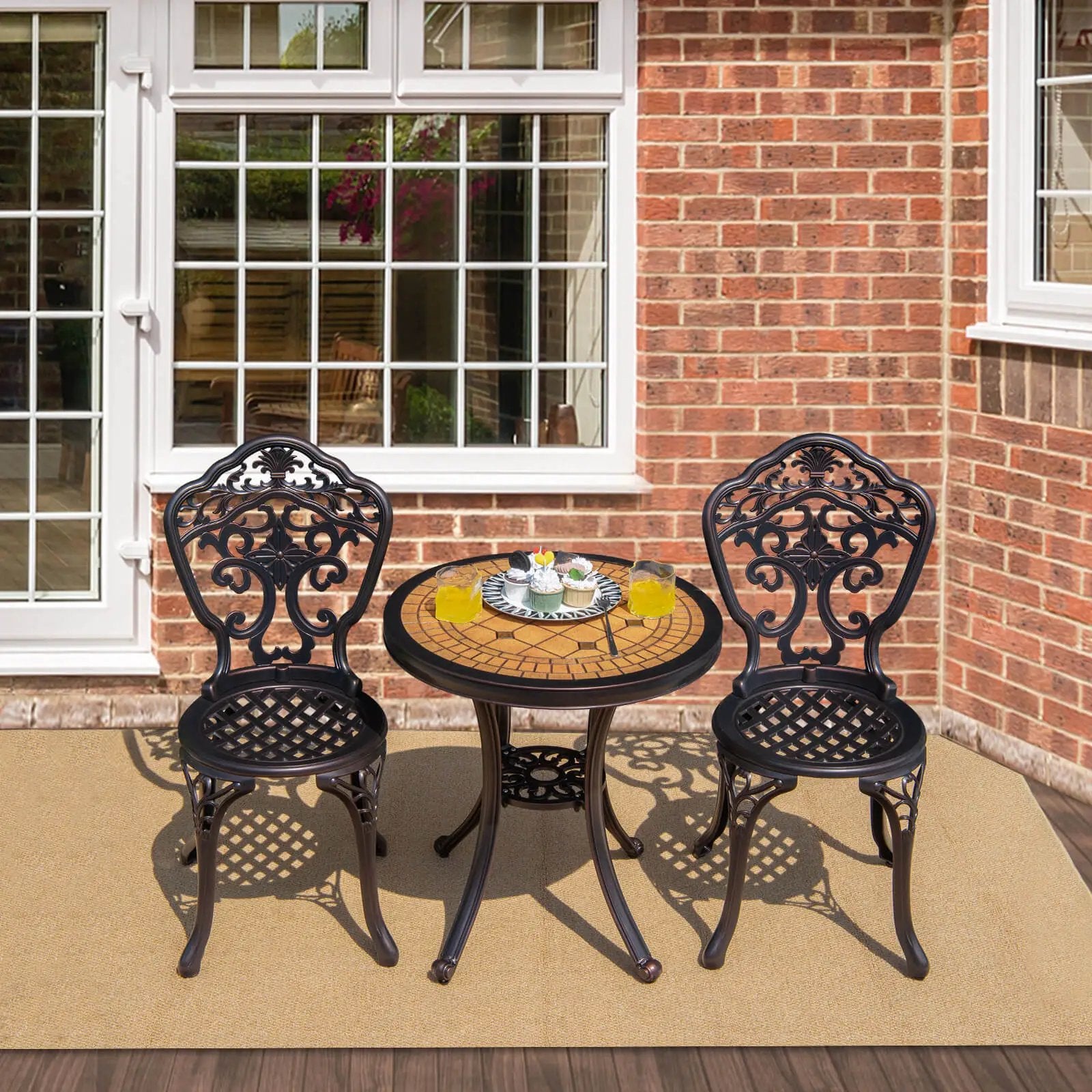 3-Piece All-Weather Cast Aluminum Patio Bistro Set-Copper by DirectDeals
