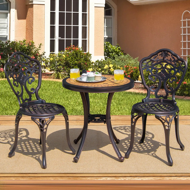 3-Piece All-Weather Cast Aluminum Patio Bistro Set-Copper by DirectDeals