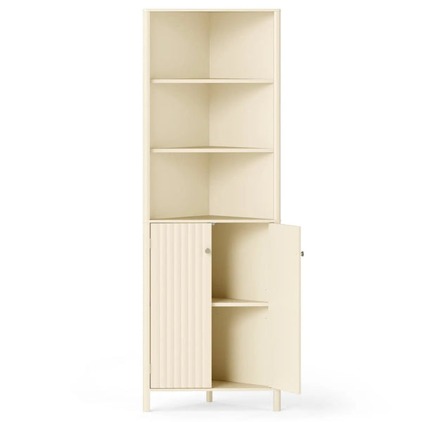 3-Piece Bathroom Cabinet Set with Fluted Doors Over Toilet Corner & Wall Cabinet