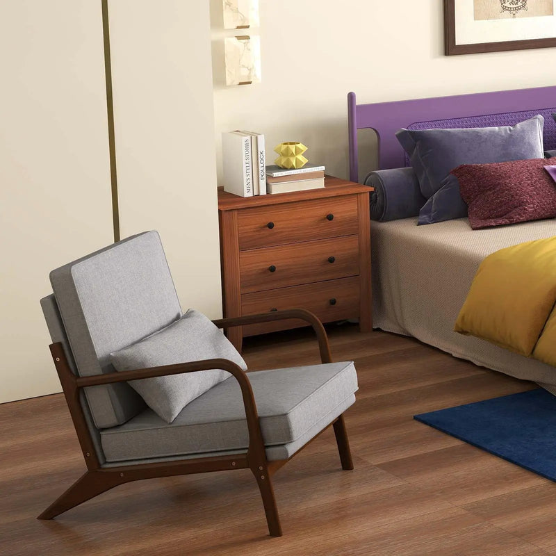 3-Piece Bedroom Bundle: Bedside Table with 3 Drawers+Modern Accent Chair+Convertible Folding Futon Sofa Bed by DirectDeals