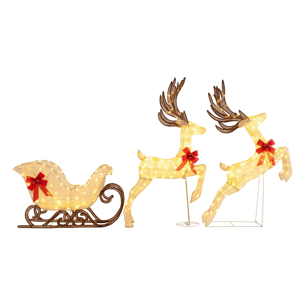 3-Piece Christmas Lighted Reindeer and Sleigh Set for Lawn & Garden, photo 3 of 10