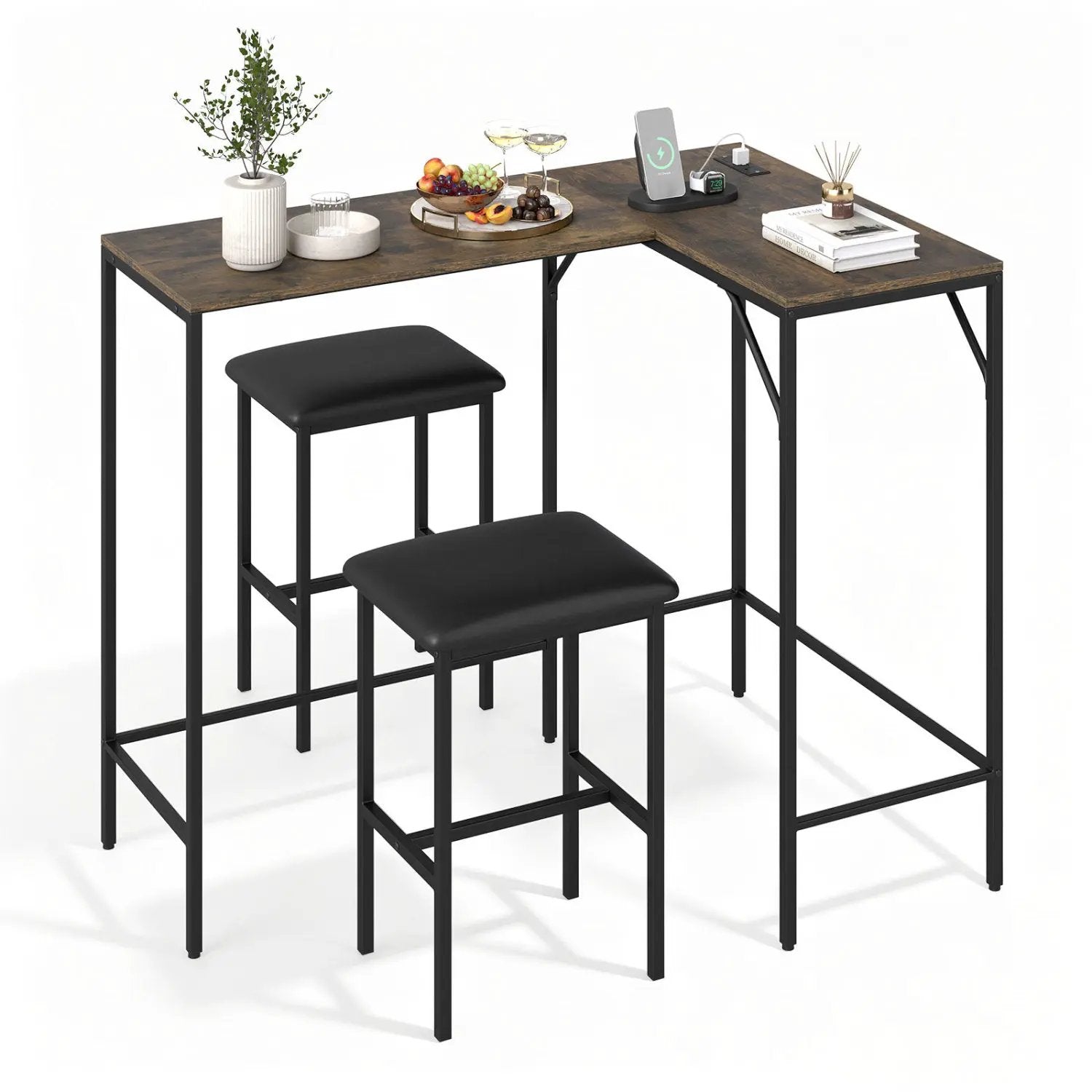 3-Piece Convertible Dining Set with Built-In Charging Station by DirectDeals
