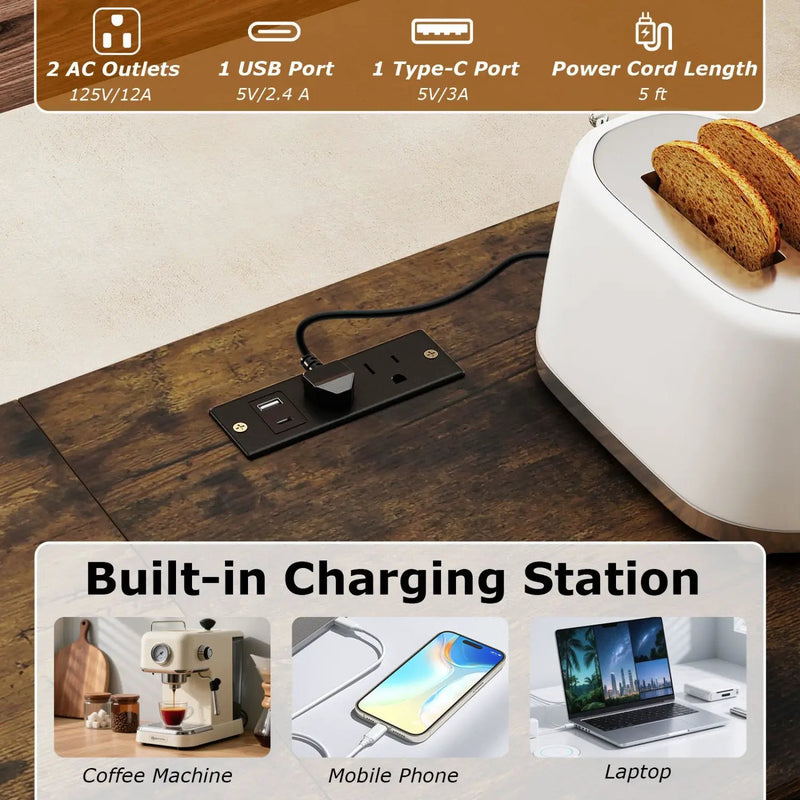 3-Piece Convertible Dining Set with Built-In Charging Station by DirectDeals