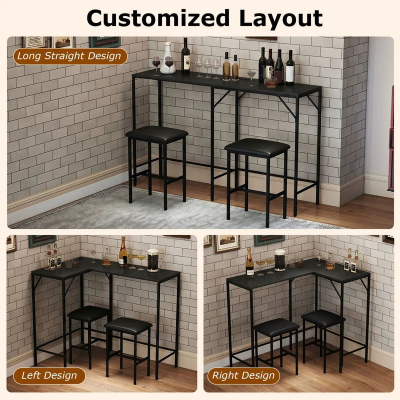 3-Piece Convertible Dining Set with Built-In Charging Station by DirectDeals