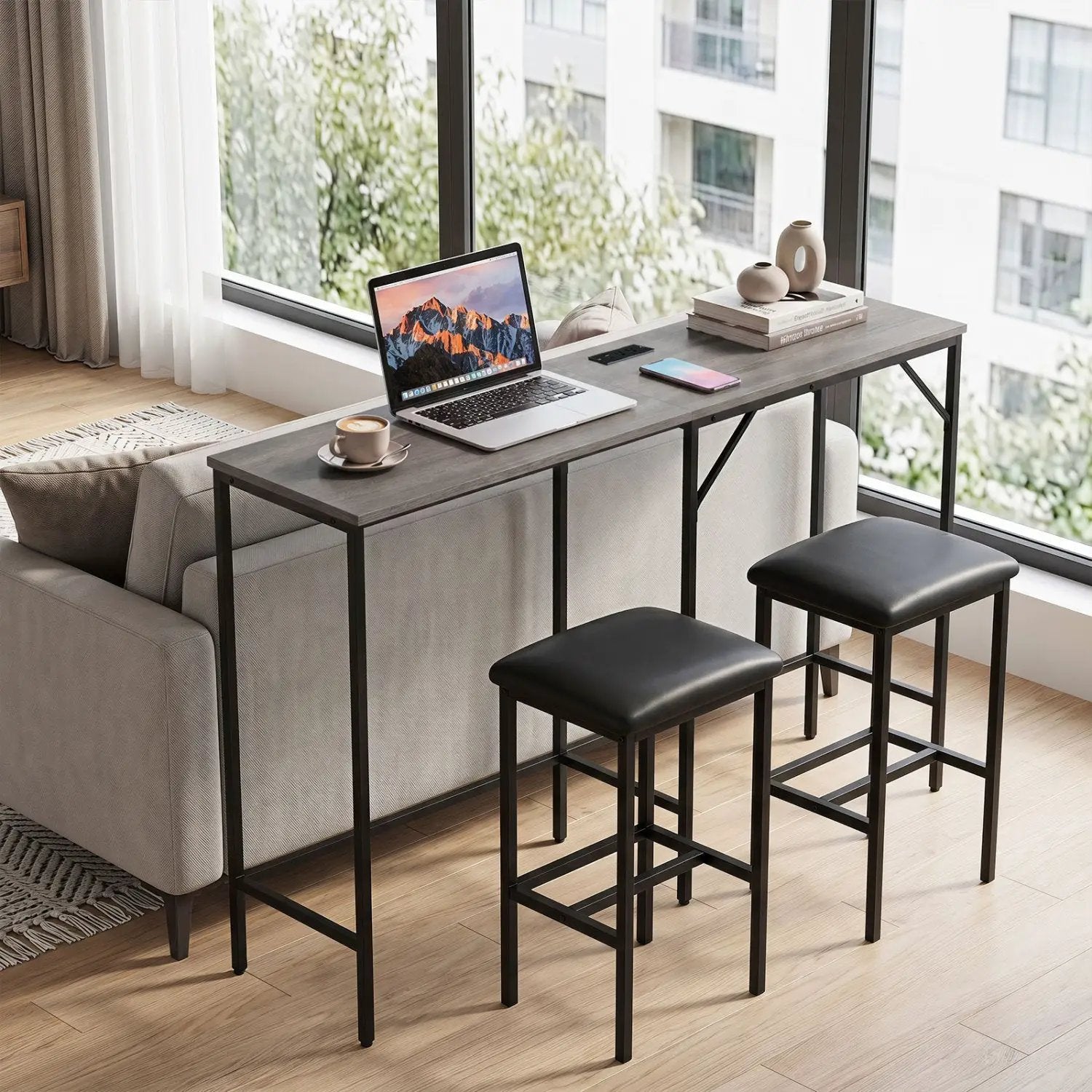3-Piece Convertible Dining Set with Built-In Charging Station by DirectDeals