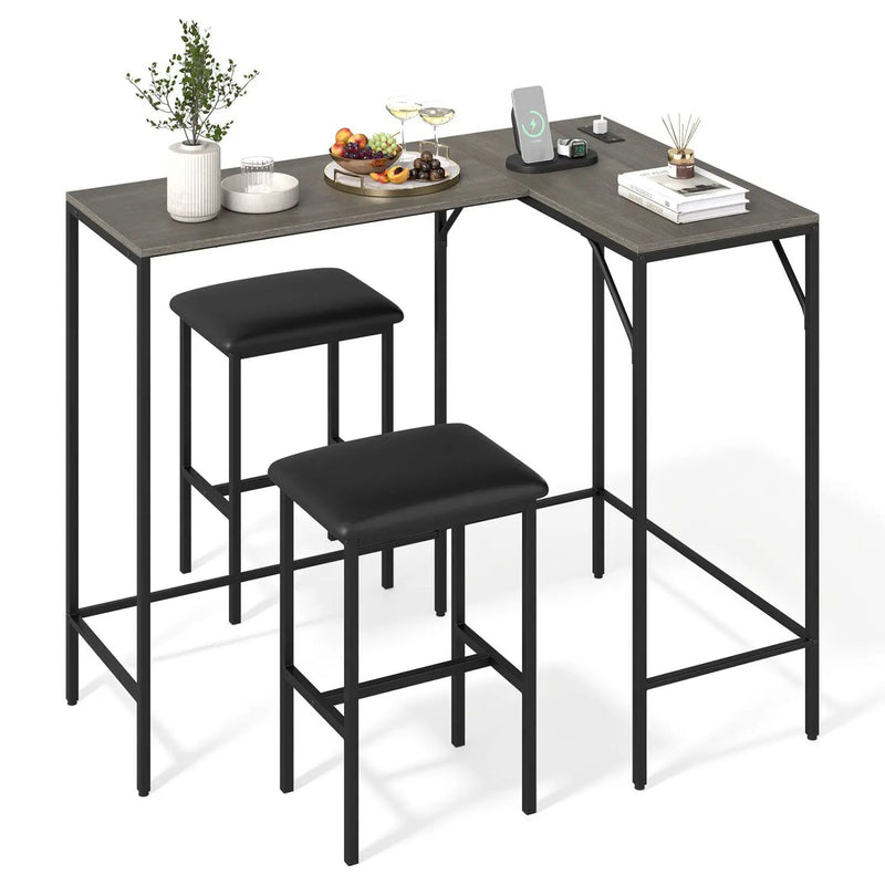 3-Piece Convertible Dining Set with Built-In Charging Station by DirectDeals