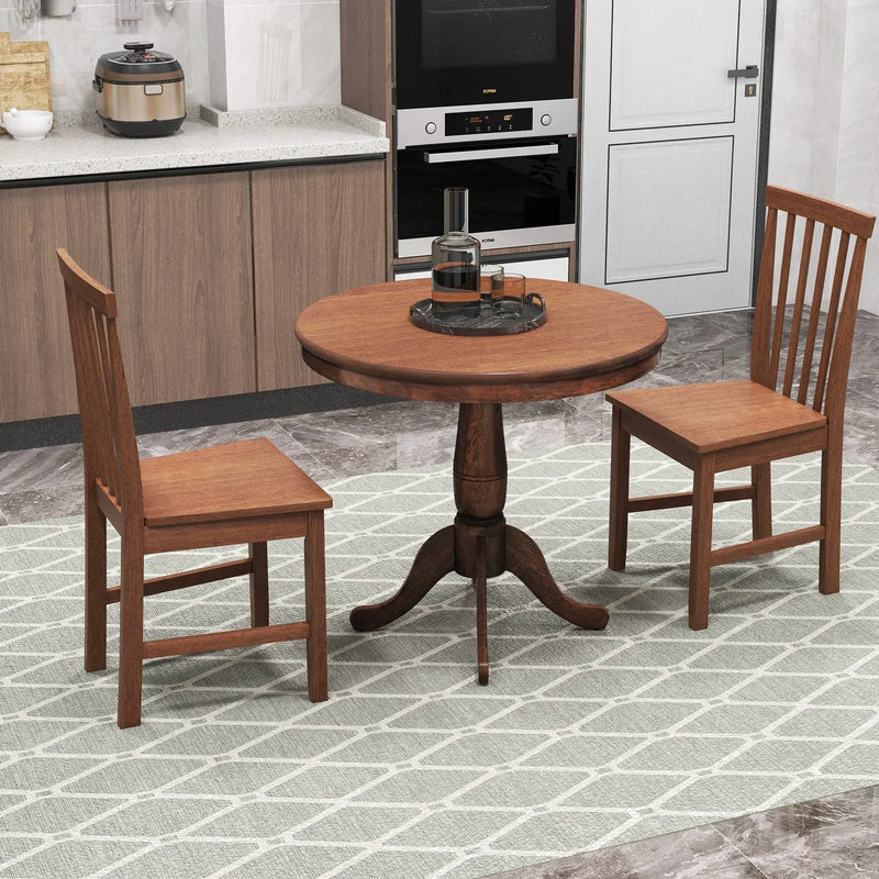 3 Pieces Wooden Dining Table and Chair Set for Cafe Kitchen Living Room by DirectDeals