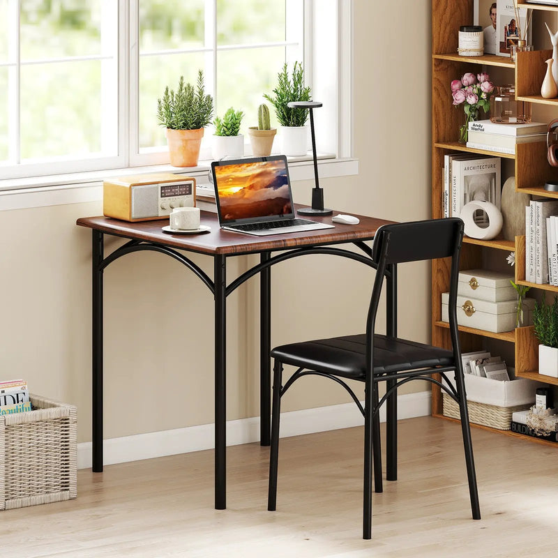 3-Piece Dining Table Set Square Kitchen Table and 2 Chairs for Dining Room-Rustic Brown by DirectDeals
