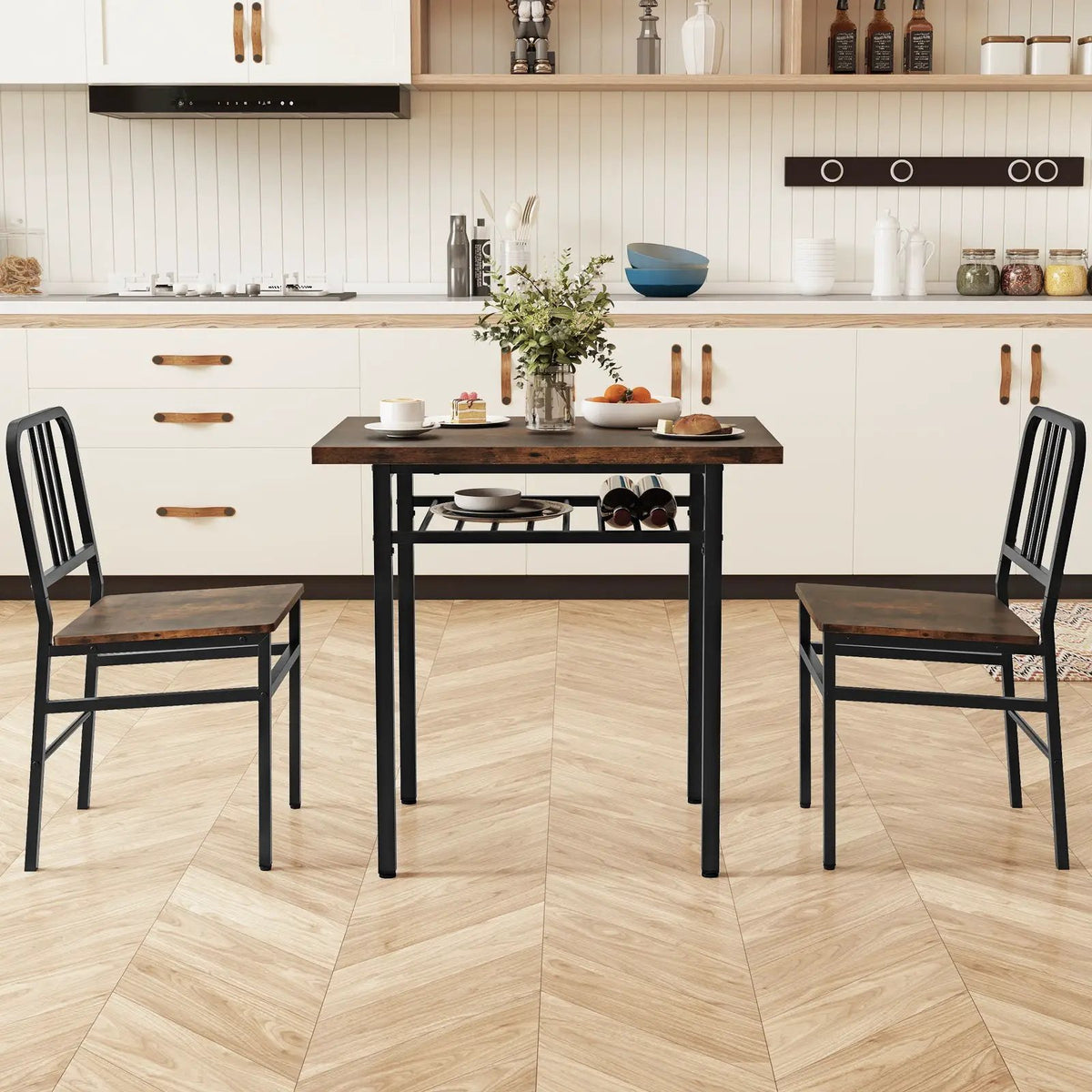 3-Piece Dining Table Set with Rectangular Kitchen Table and 2 Chairs by DirectDeals