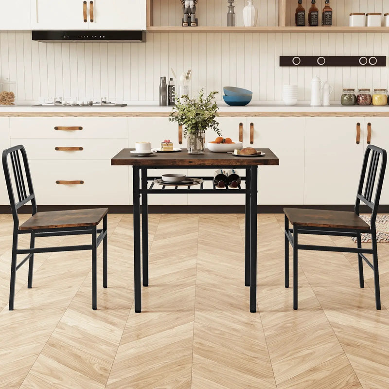 3-Piece Dining Table Set with Rectangular Kitchen Table and 2 Chairs by DirectDeals