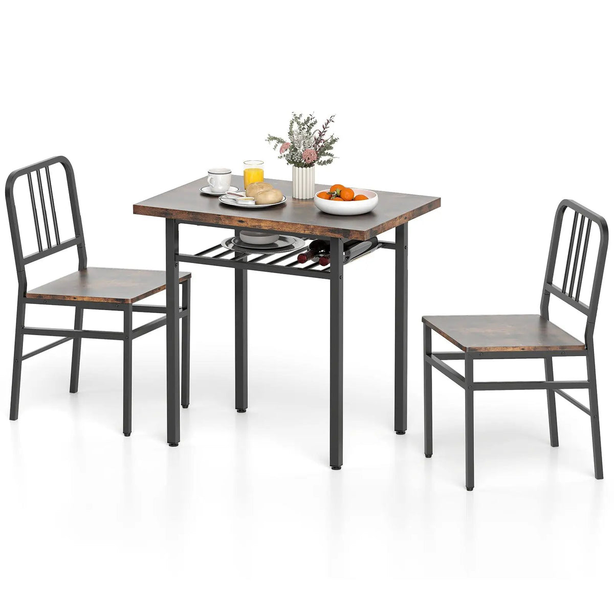 3-Piece Dining Table Set with Rectangular Kitchen Table and 2 Chairs by DirectDeals