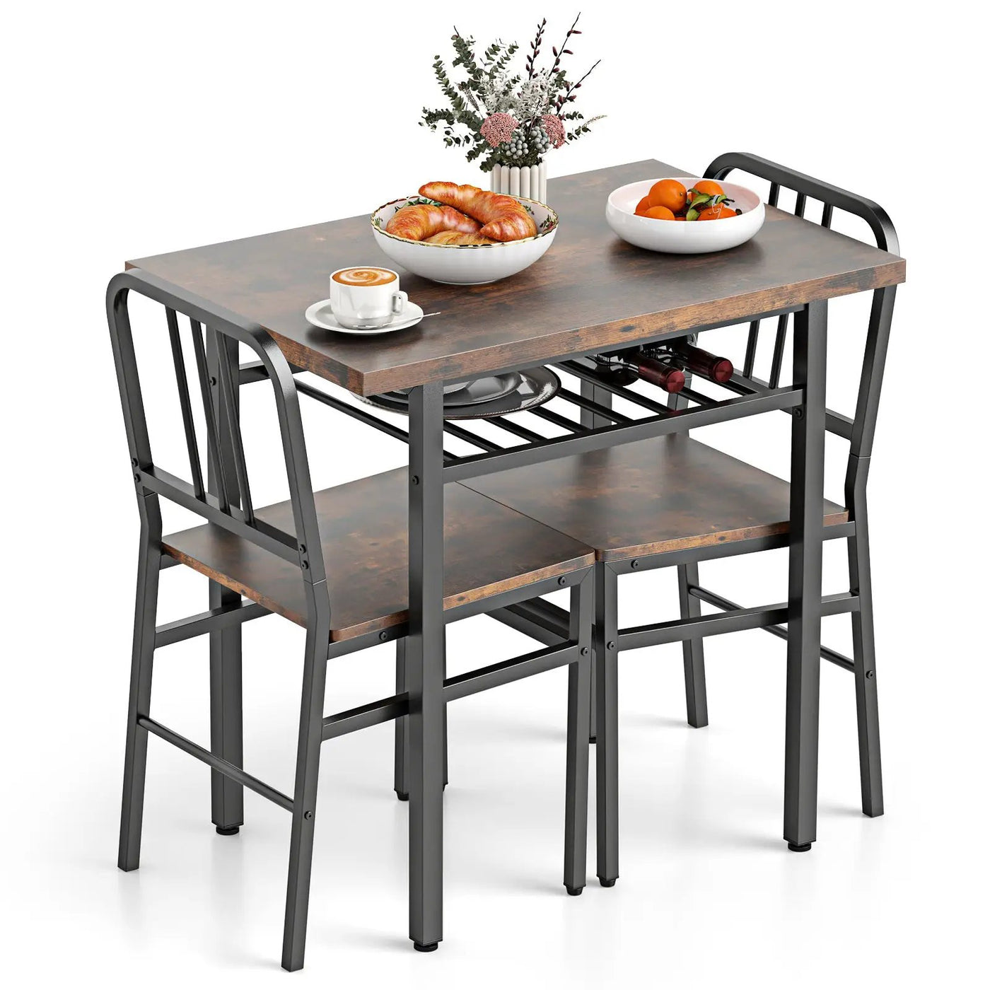 3-Piece Dining Table Set with Rectangular Kitchen Table and 2 Chairs by DirectDeals