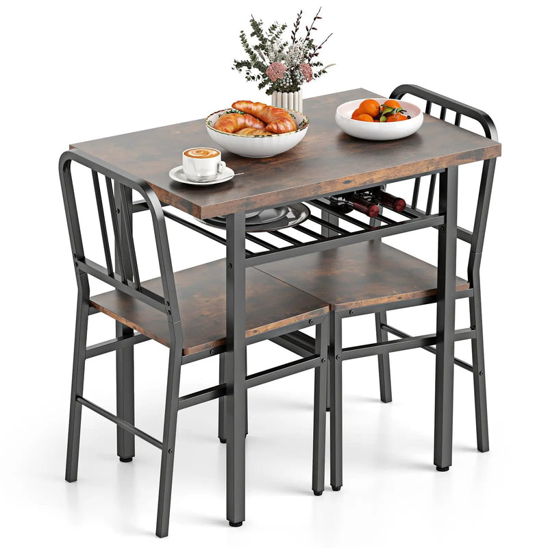 3-Piece Dining Table Set with Rectangular Kitchen Table and 2 Chairs by DirectDeals