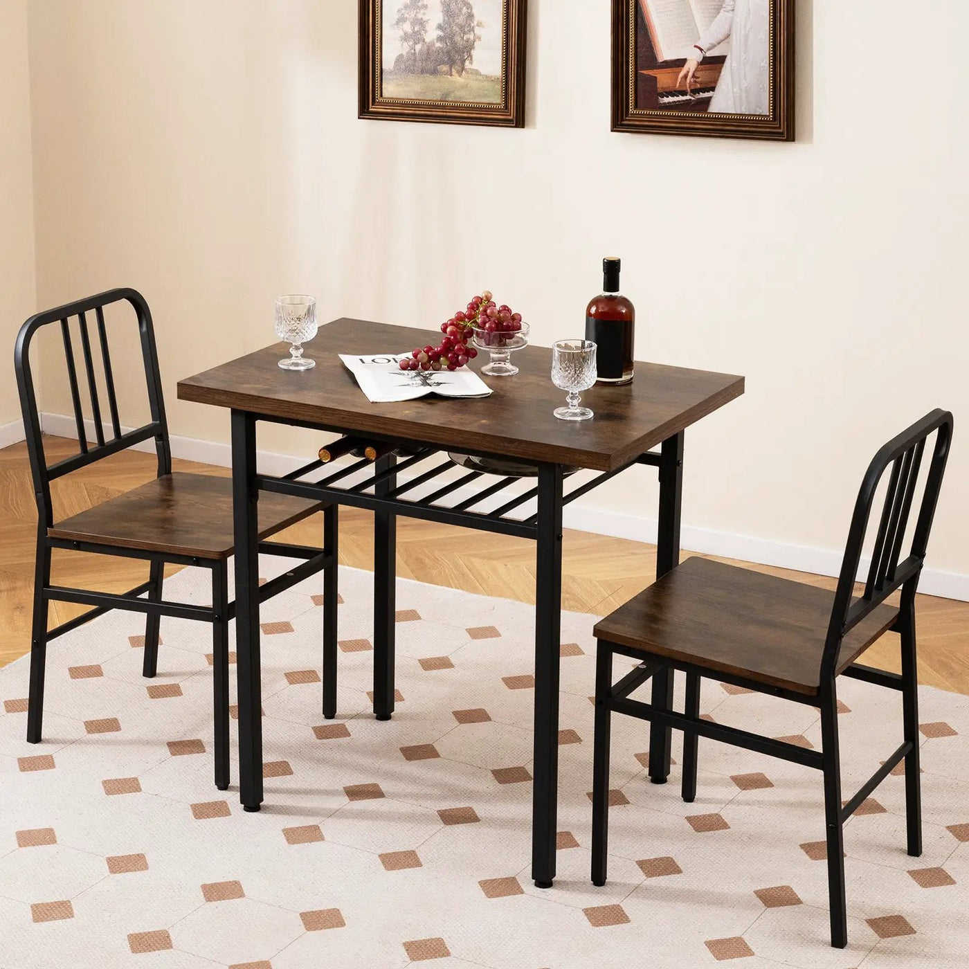 3-Piece Dining Table Set with Rectangular Kitchen Table and 2 Chairs by DirectDeals